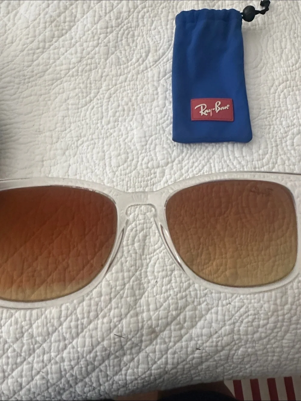 Ray-Ban Junior Size Clear Frame Sunglasses with Blue Mirrored Lenses